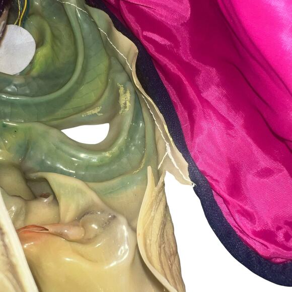 Vintage Stone Witch latex light up green Snake eye Mask Halloween scary costume - Picture 3 of 8